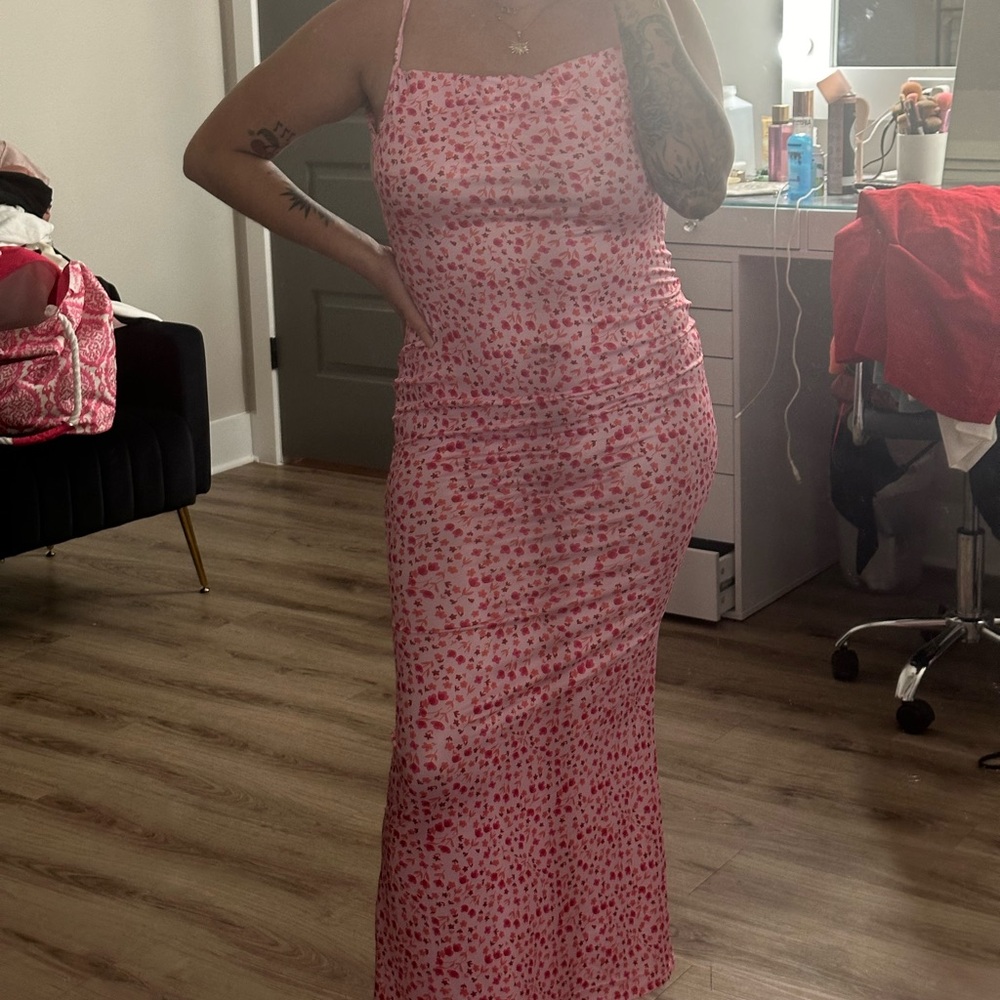 sexy open back floral dress